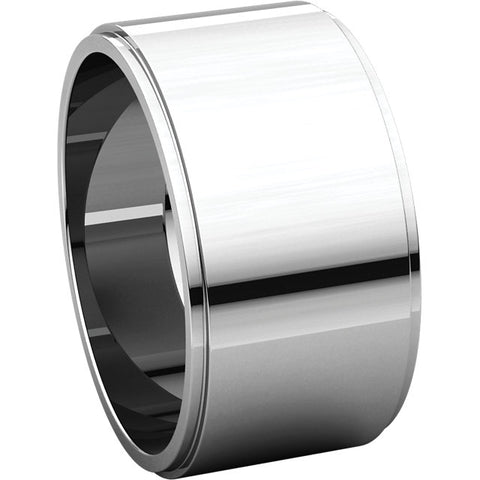 14k White Gold 10mm Flat Edge Band, Size 8