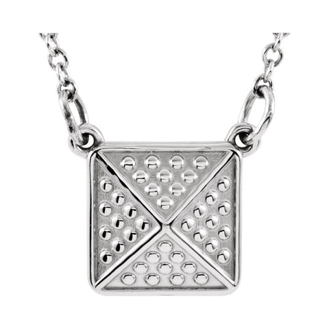 14k White Gold Granulated Design 18" Necklace