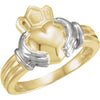 13.25 mm Claddagh Ring in 14k White and Yellow Gold (Size 6 )