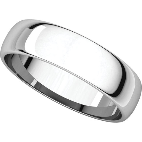 Sterling Silver 5mm Half Round Light Band, Size 7.5
