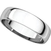 Sterling Silver 5mm Half Round Light Band, Size 7.5