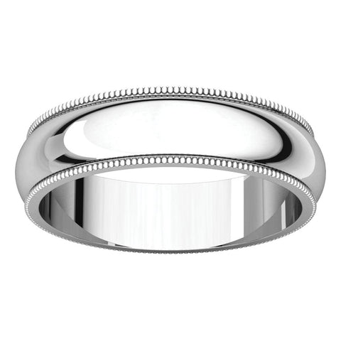 Sterling Silver 5mm Milgrain Comfort Fit Band, Size 7