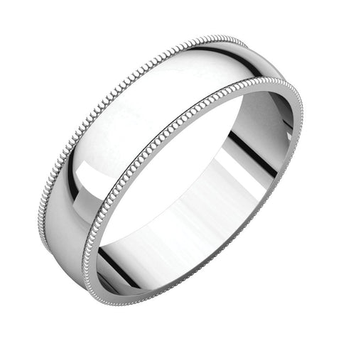14k White Gold 5mm Light Milgrain Band, Size 9