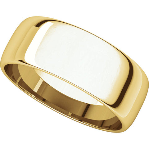 14k Yellow Gold 7mm Half Round Light Band, Size 5