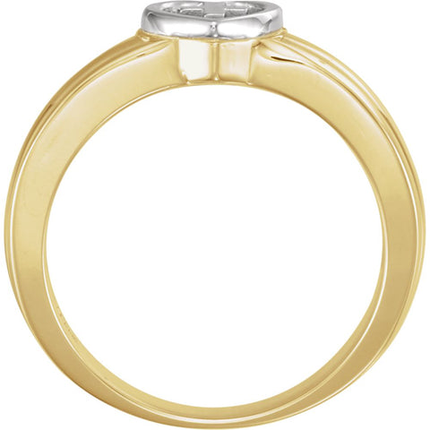 10k Yellow Gold & White Heart & Cross Ring, Size 4