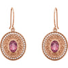 14k Rose Gold 14K White Pink Tourmaline & 1/3 CTW Diamond Earrings