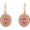 14k Rose Gold 14K White Pink Tourmaline & 1/3 CTW Diamond Earrings