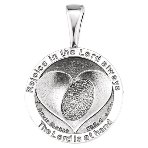 Sterling Silver 27.6x19.1mm Heart print Storm Pendant