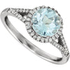 14k White Gold Aquamarine & 1/5 CTW Diamond Ring, Size 7