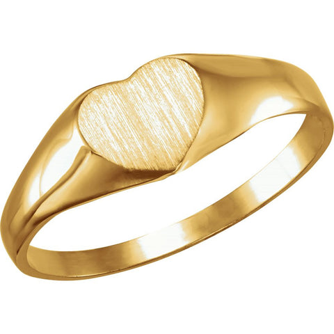 14k Yellow Gold Heart Signet Ring, Size 3