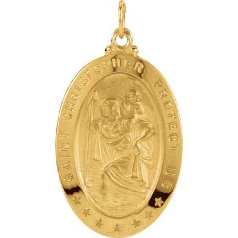 14k Yellow Gold 29x20mm Oval St. Christopher Medal