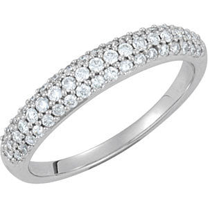 14k White Gold 1/2 CTW Diamond Pavé Anniversary Band , Size 7