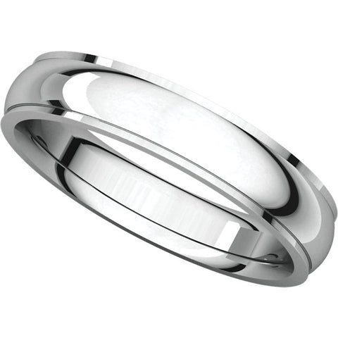 14k White Gold 4mm Comfort Fit Edge Band , Size 7