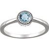 14k White Gold Aquamarine "March" Birthstone Ring, Size 7