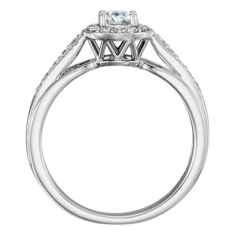 14k White Gold 1/2 CTW Diamond Engagement Ring , Size 7