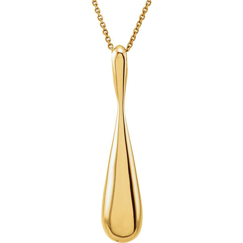 14k Yellow Gold 40x8.3mm Teardrop-Shaped 18" Necklace