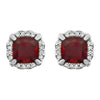14k White Gold Mozambique Garnet & 1/10 CTW Diamond Earrings