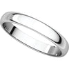 14k White Gold 3mm Half Round Light Band, Size 9