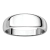14k White Gold 6mm Half Round Tapered Band, Size 6