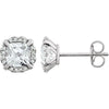 14k White Gold Created White Sapphire & 1/10 ctw. Diamond Earrings