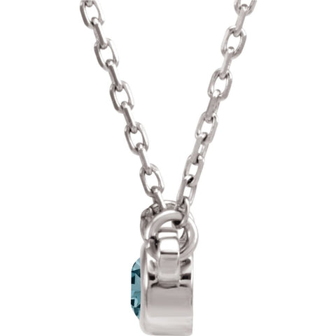 14k White Gold Aquamarine Bezel 16" Necklace