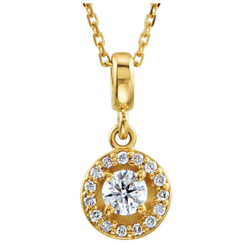 14k Yellow Gold Halo-Style Pendant or Necklace