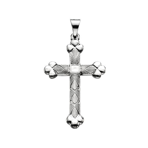 14k White Gold 32x22mm Cross Pendant