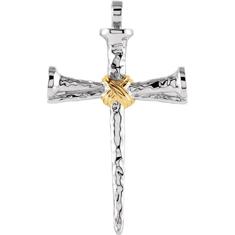 14k White Gold Nail Cross Pendant