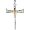 59.50x35.25 mm Two-Tone Cross Pendant in Sterling Silver and 14K Yellow Gold