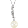 14k White Gold 1/10 CTW Diamond & Freshwater Cultured Pearl 18" Necklace