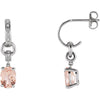 14K White Gold Morganite & 0.05 CTW Diamond Earrings