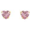 14k Yellow Gold Pink CZ Heart Earrings