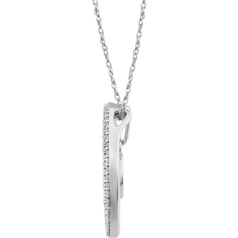 14k White Gold 1/3 CTW Blue & White Diamond 3-in-1 Circle 18" Necklace