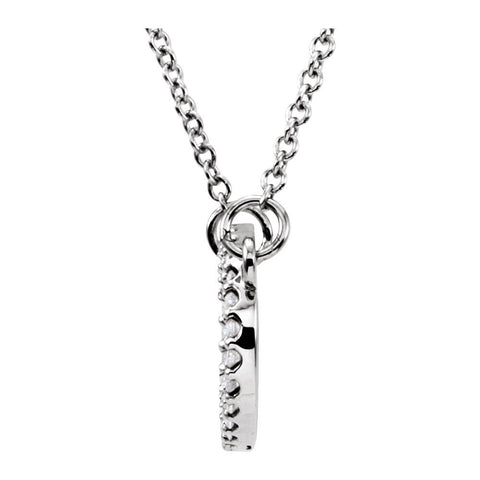 14k White Gold 1/6 CTW Diamond Horizontal Oval 16" Necklace