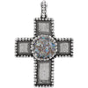 Cross Pendant with Ancient Roman Glass Design in Sterling Silver