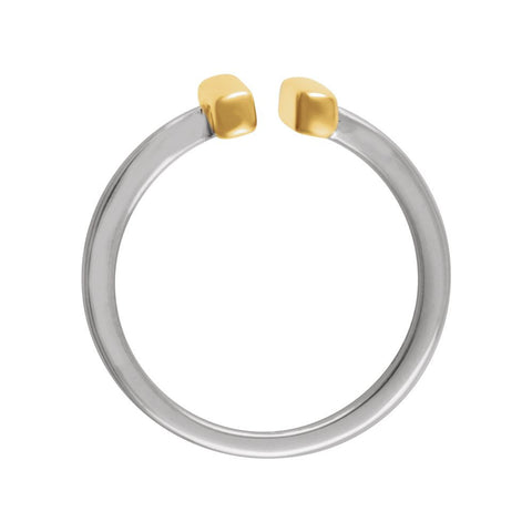 14K White & Yellow Gold Vertical Bar Ring, Size 7