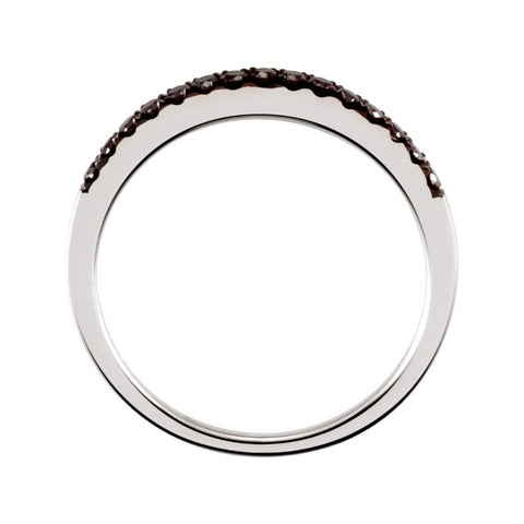 14k White Gold 1/5 CTW Black Diamond Band, Size 7