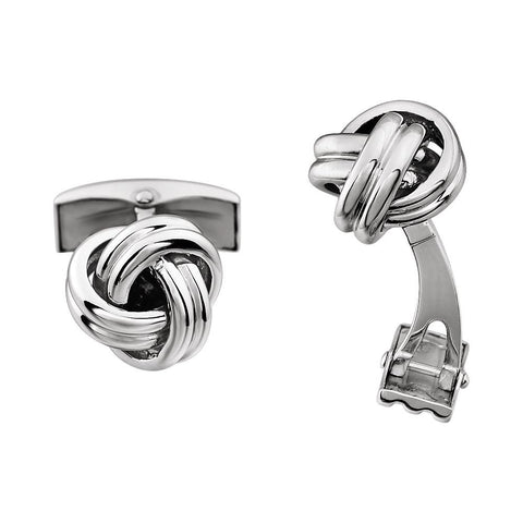14k White Gold Knot Cuff Links