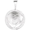 14k White Gold Heart print Jesus Pendant
