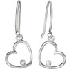 14k White Gold .03 CTW Diamond Heart Earrings