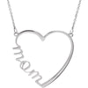 14k White Gold "Mom" Heart 17-inch Necklace