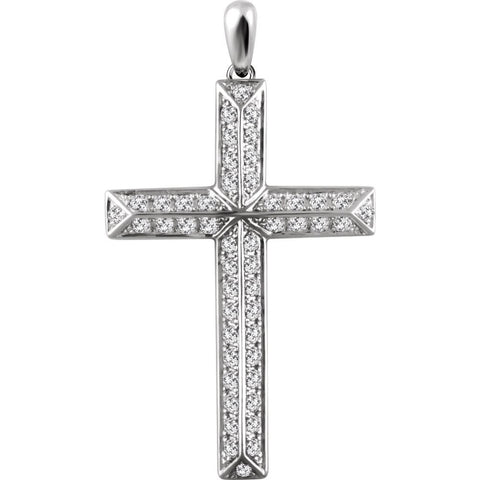 14k White Gold 3/4 CTW Diamond Cross Pendant