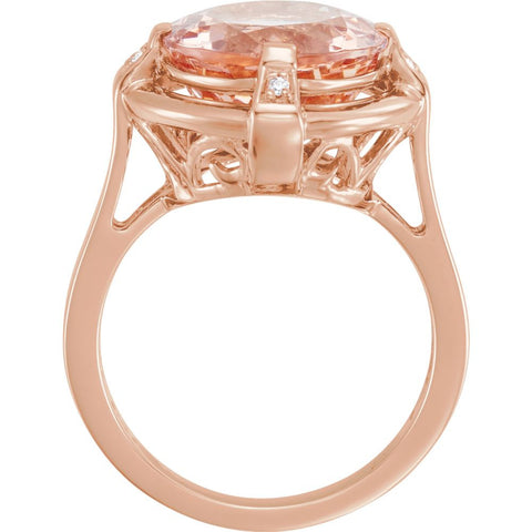 14k Rose Gold Morganite & .025 CTW Diamond Ring, Size 7