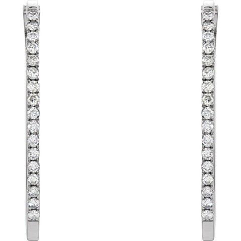 14k White Gold 1/2 CTW Diamond Hoop Earrings