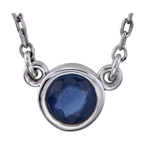 Sterling Silver Blue Sapphire Bezel 18" Necklace