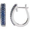 14k White Gold Blue Sapphire Hoop Earrings