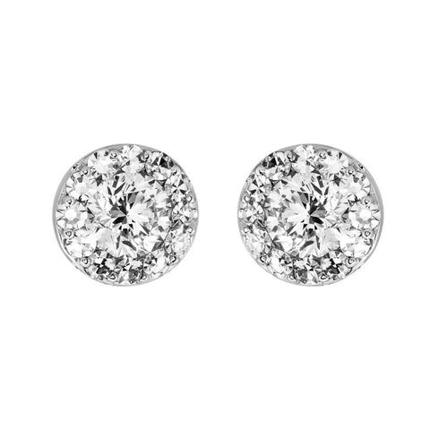 14k White Gold 7/8 CTW Diamond Fantasy™ Cluster Earrings