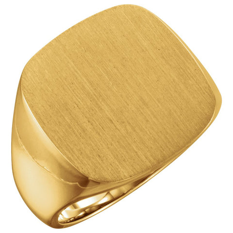 10k Yellow Gold 18mm Men's Solid Signet Ring , Size 11