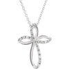 14k White Gold 1/10 ctw. Diamond Cross 18-inch Necklace