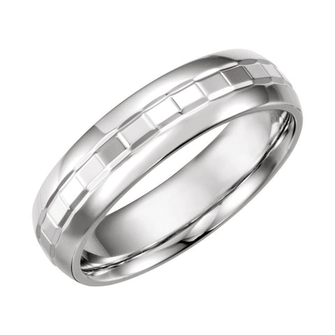 14k White Gold 6mm Design Band Size 11
